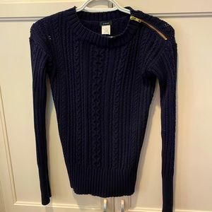 Jcrew cable sweater with shoulder zip